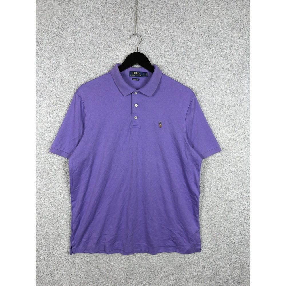 Polo Ralph Lauren Soft Touch Short Sleeve Polo Shirt Classic Fit Lavender Size L